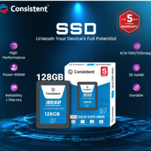 Consistent SSD 128GB 2.5 Inch SATA Internal SSD - Read: 550MB/s & Write: 500MB/s - Solid-State Drive
