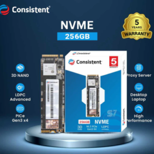Consistent 256GB NVMe PCIe M.2 SSD 2280, 3D NAND with SLC Cache, Up to 2200MB/s